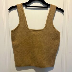 A&F Tan Fitted Stretch Sweater Tank Top Size M